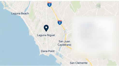 Map of the Orange County coast showing the office in Laguna Niguel.